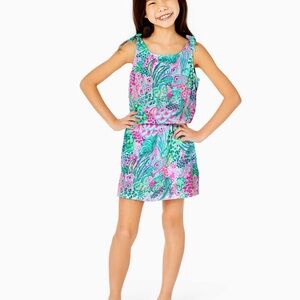 Lilly Pulitzer Girls Sundari Romper dress. Pink and teals. New 6 7 medium